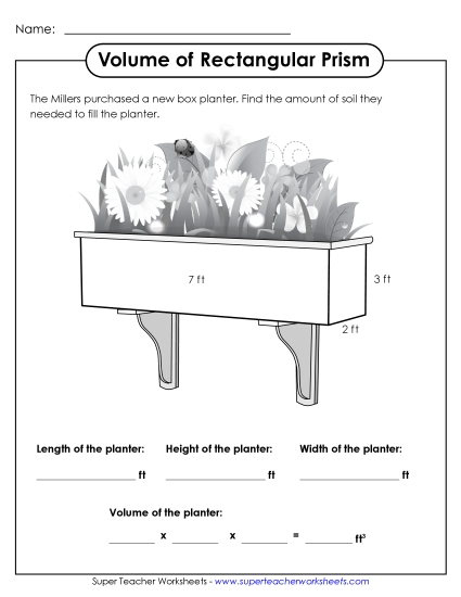 Volume of Rectangular Prisms (Basic: Whole Numbers) - Volume of a Planter