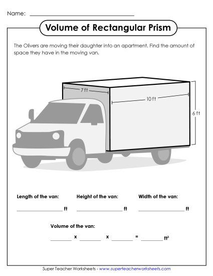 Volume of Rectangular Prisms (Basic: Whole Numbers) - Volume of a Van