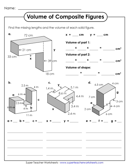 Advanced: Some Missing Lengths Decimal & 2-Digit Lengths - Volume of Composite Figures (Advanced) Advanced: Some Missing Lengths Decimal & 2-Digit Lengths - Volume of Composite Figures (Advanced)