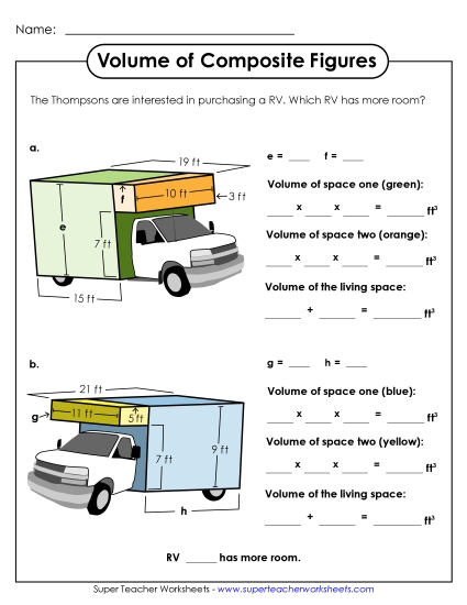 Intermediate: Some Missing Lengths Single, Whole Number Lengths - Volume of Composite Figures: RV (Intermediate) Intermediate: Some Missing Lengths Single, Whole Number Lengths - Volume of Composite Figures: RV (Intermediate)