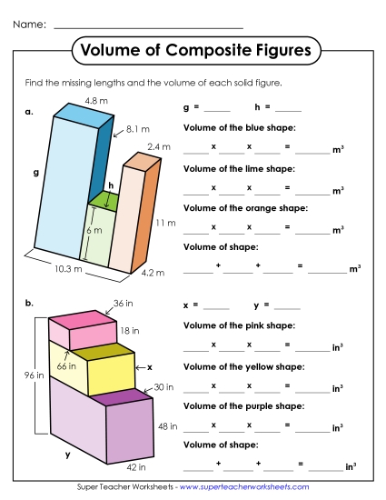 Advanced: Some Missing Lengths Decimal & 2-Digit Lengths - Volume of Composite Figures: Two Shapes (Advanced) Advanced: Some Missing Lengths Decimal & 2-Digit Lengths - Volume of Composite Figures: Two Shapes (Advanced)