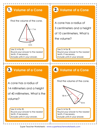 Volume of Cones Volume of Cones