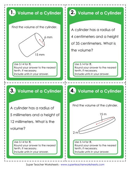 Volume of Cylinders Volume of Cylinders