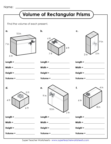 Calculating Volume - Volume of Gift Boxes (Volume of Rectangular Prisms) Calculating Volume - Volume of Gift Boxes (Volume of Rectangular Prisms)
