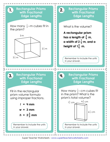 Volume of Rectangular Prisms (Fractional Edges & Fractional Unit Cubes) Volume of Rectangular Prisms (Fractional Edges & Fractional Unit Cubes)