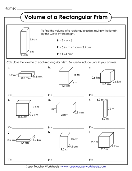 Volume of Rectangular Prisms (Advanced: Decimals and Fractions) - Volume of Rectangular Prisms (with Example) - Advanced