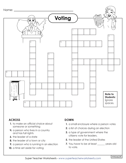 Puzzles - Voting Crossword 