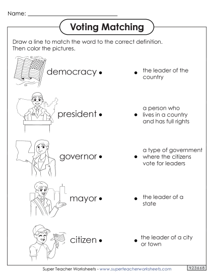 Worksheets - Voting Matching - 2 (Basic) 