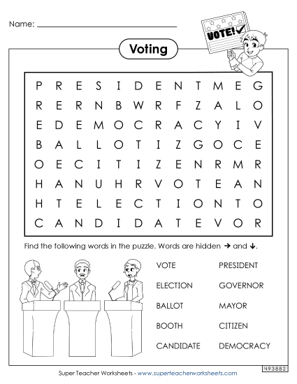 Puzzles - Voting Word Search Puzzles - Voting Word Search