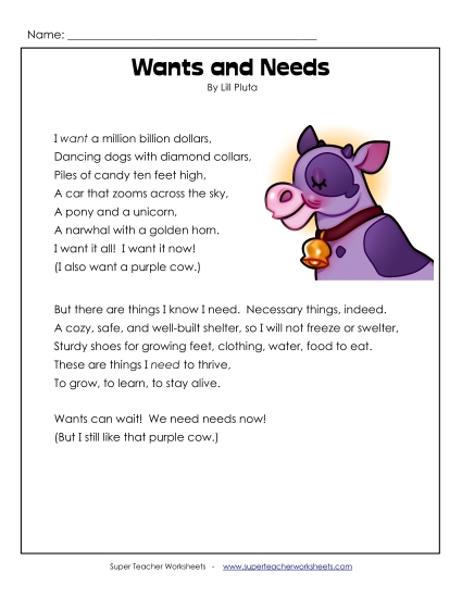 Wants and Needs (Poem) 