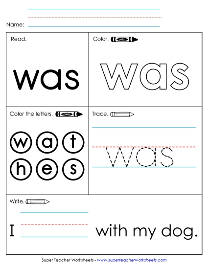 Individual Sight Words - Was (Sight Word) Individual Sight Words - Was (Sight Word)