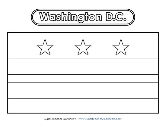 Flag and Seal - Washington, D.C. Flag (Coloring Version - B&W)