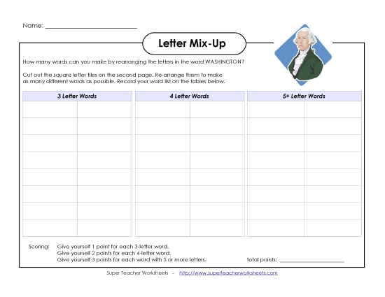Puzzles & Games - Washington Letter Mix (Intermediate)