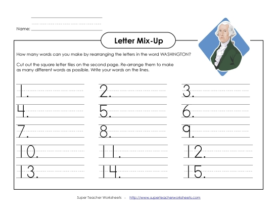Puzzles & Games - Washington Letter Mix (Primary)