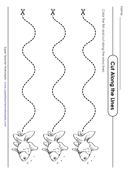 Cut Along the Lines - Wavy Lines (Fish)
