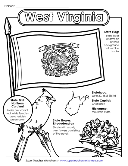 Symbols - West Virginia State Symbols Coloring Page