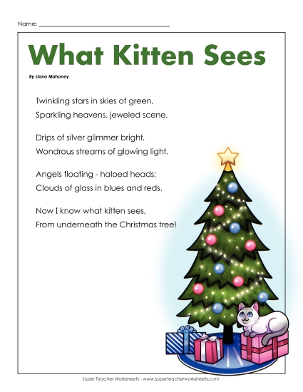 Poems - What Kitten Sees (Christmas Poem)