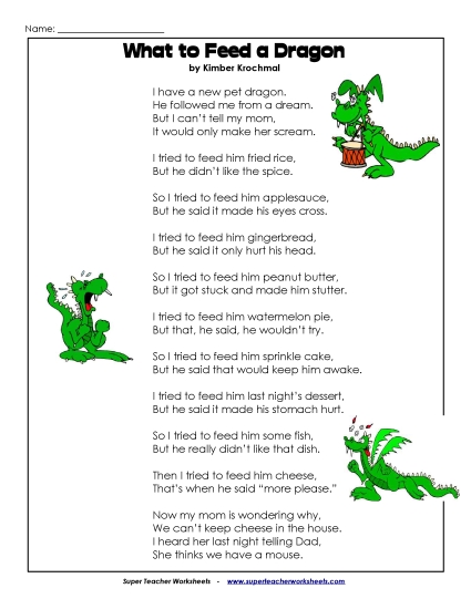 Poems - What To Feed my Dragon (Poem) Poems - What To Feed my Dragon (Poem)