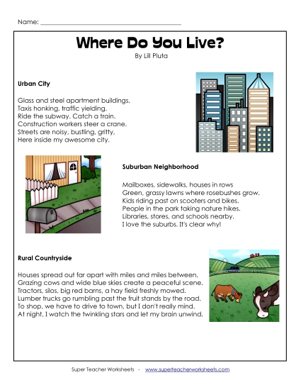 4th Grade Poems - Where Do You Live? 