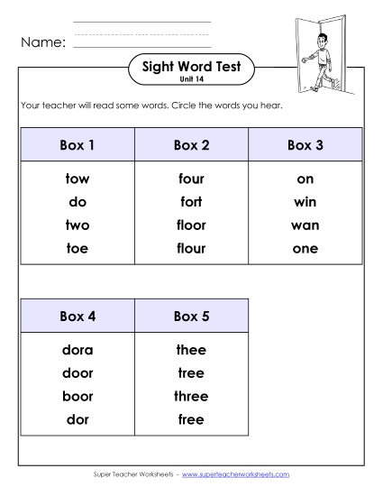 Sight Word Tests - Whole Class Test (Unit 14) Sight Word Tests - Whole Class Test (Unit 14)