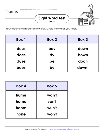 Sight Word Tests - Whole Class Test (Unit 23) Sight Word Tests - Whole Class Test (Unit 23)
