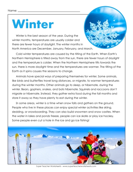 Nonfiction Articles - Winter Months