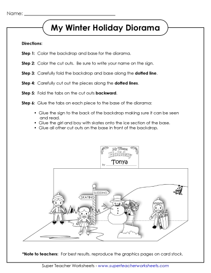 Winter Worksheets - Winter Scene Diorama