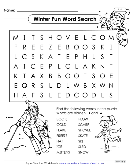 Puzzles - Winter Word Search (Basic) Puzzles - Winter Word Search (Basic)