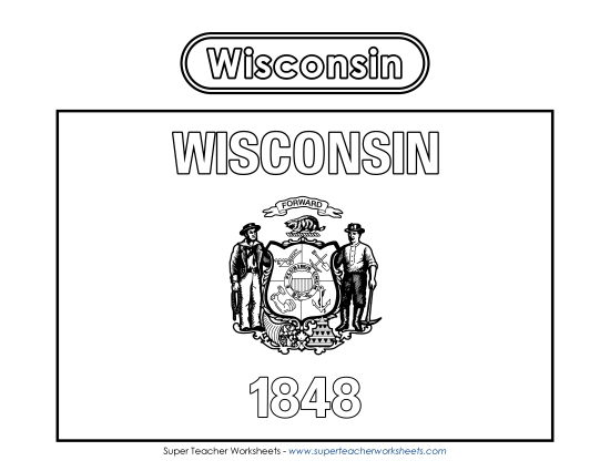 Flags & Seals - Wisconsin Flag Coloring Page