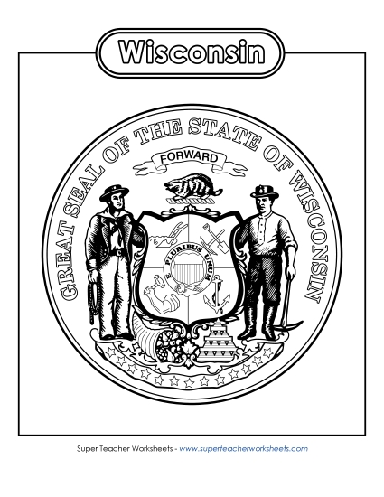 Flags & Seals - Wisconsin State Seal (Black & White)