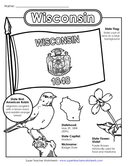 Symbols - Wisconsin State Symbols Coloring Page