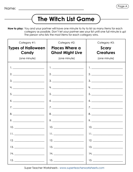 Puzzles - Witch List Game