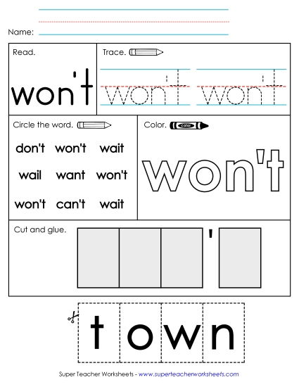 Individual Sight Words - Won't (Sight Word) Individual Sight Words - Won't (Sight Word)