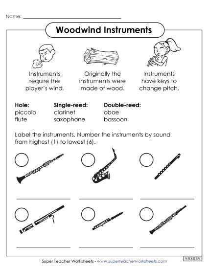 Worksheets - Woodwind Instruments Worksheets - Woodwind Instruments