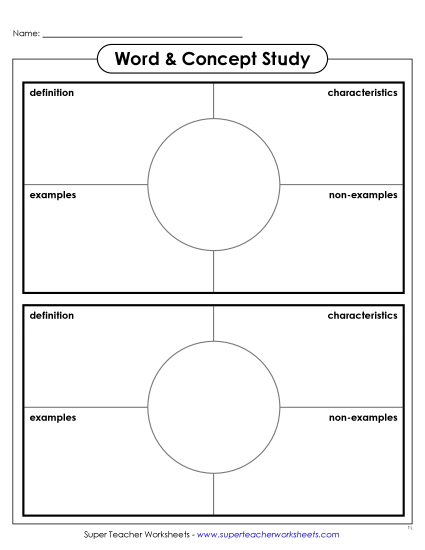 Vocabulary - Word & Concept Study  (Printable PDF Worksheet)