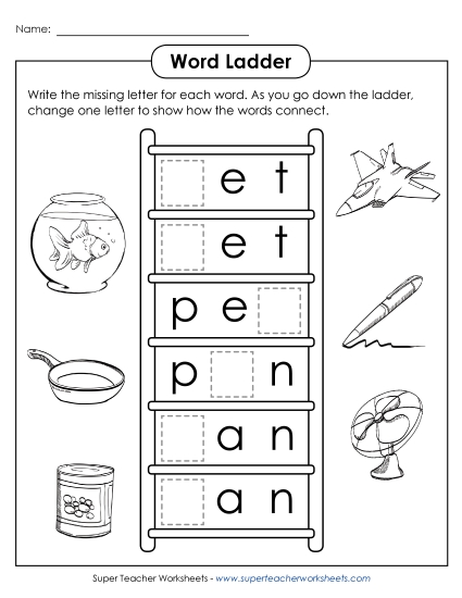 Word Ladders - Word Ladder: Jet to Can Word Ladders - Word Ladder: Jet to Can