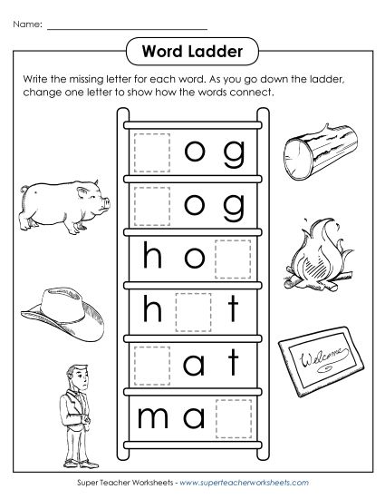 Worksheets - Word Ladder Worksheet: Short A and Short O Worksheets - Word Ladder Worksheet: Short A and Short O