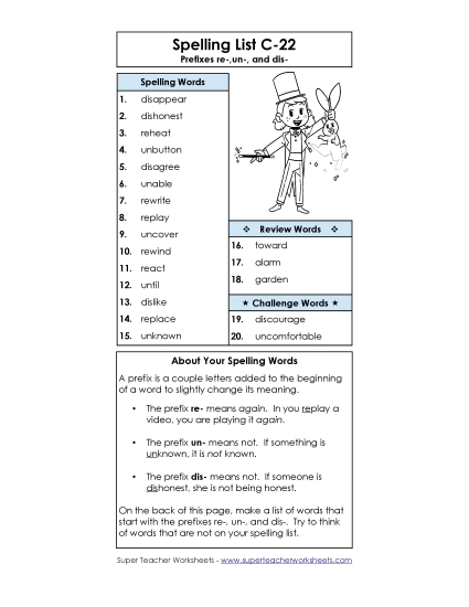 Spelling List - Word List C-22