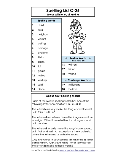 Spelling List - Word List (C-26) Spelling List - Word List (C-26)