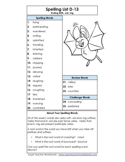 Spelling List - Word List D-13 Spelling List - Word List D-13