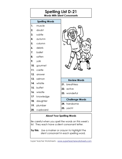 Spelling List - Word List (D-21) Spelling List - Word List (D-21)