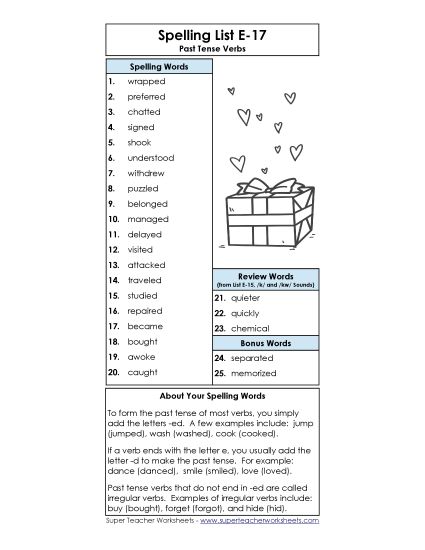 Spelling List - Word List E-17
