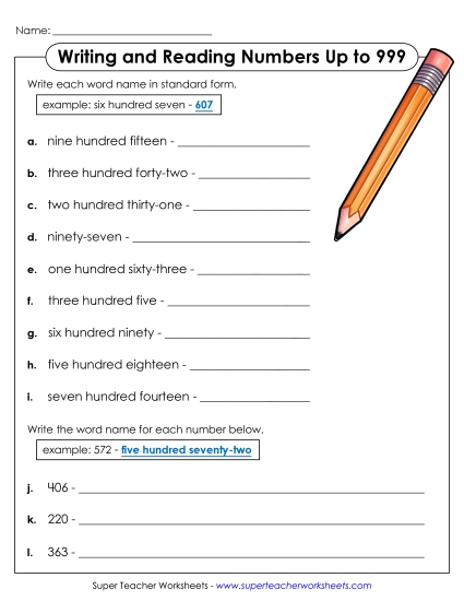 Place Value - Word Name (3-Digit) Place Value - Word Name (3-Digit)
