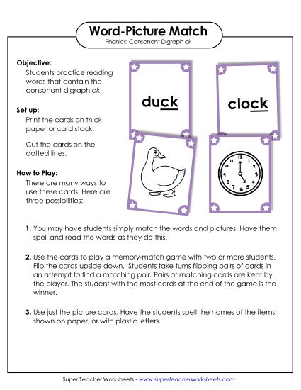 Games and Learning Centers - Word-Picture Match