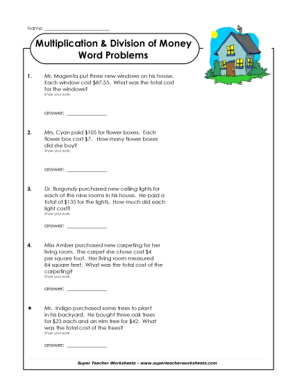 Word Problems: Long Division & Multiplying