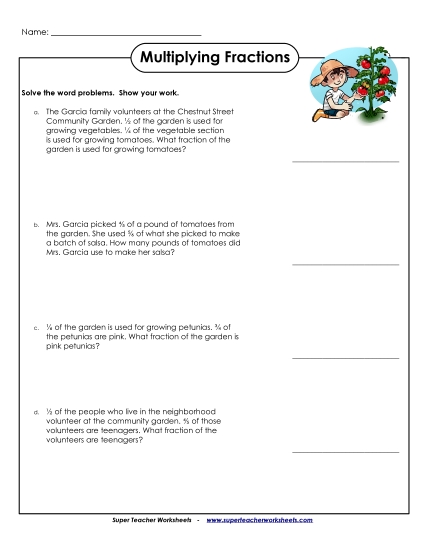 Multiplying Fractions - Word Problems: Multiplying Fractions