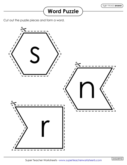 Word Puzzle: Answer Word Puzzle: Answer