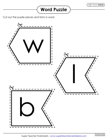 Word Puzzle: Below Word Puzzle: Below