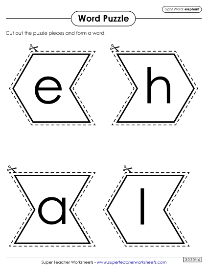 Word Puzzle: Elephant Word Puzzle: Elephant