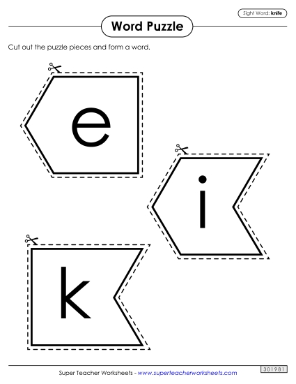 Word Puzzle: Knife Word Puzzle: Knife